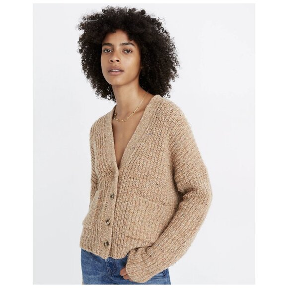 Madewell Wool Silk Speckled Rib Knik Cardigan Sweater Chunky Oversized Slouchy - Picture 11 of 11